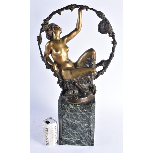 1474 - Attributed to Georges Omerth (1895-1925) GIlt bronze, Marble base, Nude satyr reclining on may vine.... 