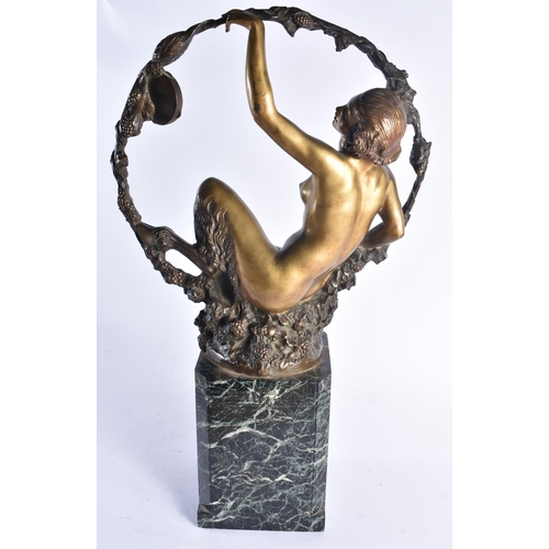 1474 - Attributed to Georges Omerth (1895-1925) GIlt bronze, Marble base, Nude satyr reclining on may vine.... 