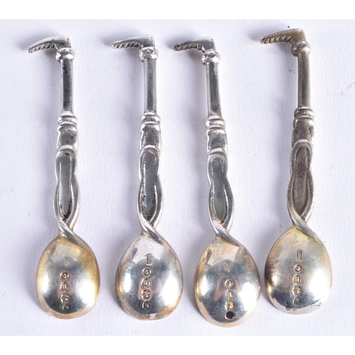 1479 - A FINE SET OF VICTORIAN SILVER EQUESTRIAN INTEREST HORSE HOOF SALTS by Edward H Stockwell, with silv... 