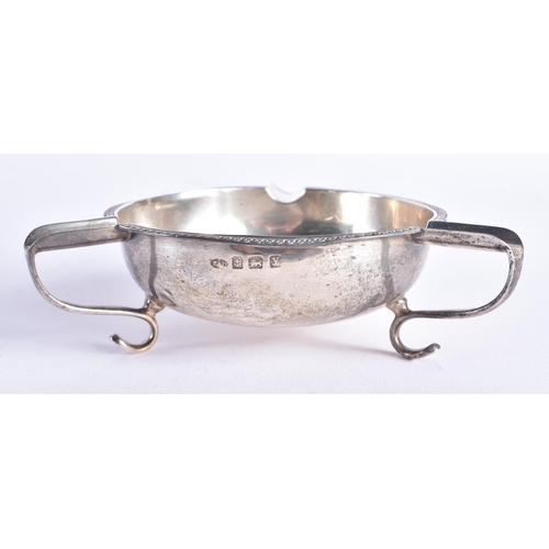 1481 - A PAIR OF ANTIQUE SILVER GRAPE SCISSORS together with a silver ash tray and silver tongs. 210 grams.... 