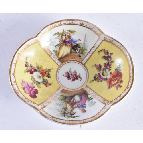 1495 - THREE 19TH CENTURY GERMAN AUGUSTUS REX DRESDEN CUPS AND SAUCERS. Largest 15 cm wide. (6)