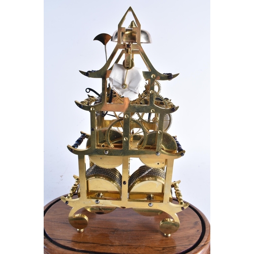 1498 - A FINE 19TH CENTURY GLASS CASED SKELETON CLOCK by W Bishop of London, with unusual blued steel suppo... 