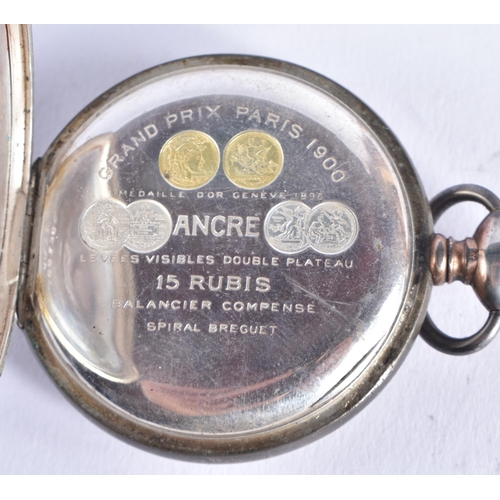 1509 - A VINTAGE ZENITH SILVER POCKET WATCH. 98.4 grams overall. 5.25 cm diameter.