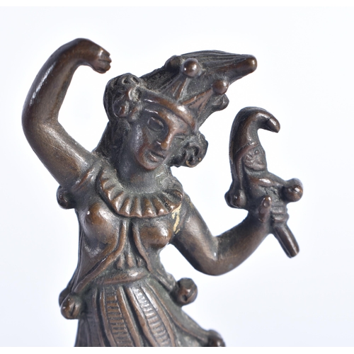 1510 - AN ANTIQUE BRONZE PUNCH AND JUDY FIGURE. 10 cm x 5.5 cm.