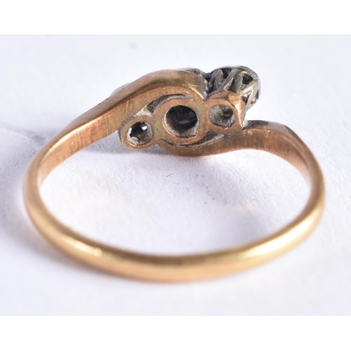 1514 - TWO 18CT GOLD AND DIAMOND RINGS. M & V. 5 grams. (2)