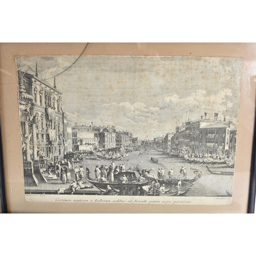 1521 - FIVE 18TH/19TH CENTURY ENGRAVINGS including Venetian scenes after Canaletto. 56 cm x 44 cm. (5)