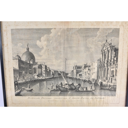 1521 - FIVE 18TH/19TH CENTURY ENGRAVINGS including Venetian scenes after Canaletto. 56 cm x 44 cm. (5)