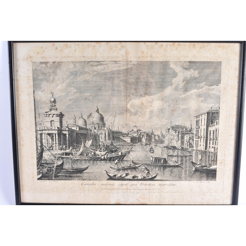 1521 - FIVE 18TH/19TH CENTURY ENGRAVINGS including Venetian scenes after Canaletto. 56 cm x 44 cm. (5)