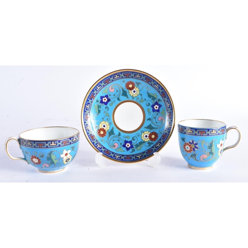 1530 - Late 19th century Minton superb coffee cup, teacup and saucer beautifully painted after a design mad... 