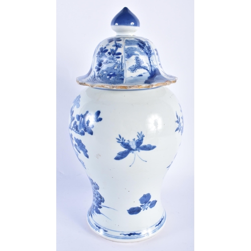 1532 - A FINE 17TH CENTURY CHINESE BLUE AND WHITE PORCELAIN VASE Kangxi, painted with a bird perched upon h... 