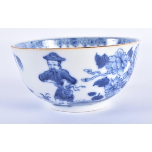 1537 - TWO 18TH CENTURY CHINESE EXPORT BLUE AND WHITE TEABOWLS AND SAUCERS Kangxi to Qianlong. Largest 13 c... 