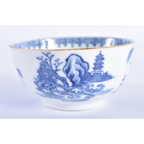 1537 - TWO 18TH CENTURY CHINESE EXPORT BLUE AND WHITE TEABOWLS AND SAUCERS Kangxi to Qianlong. Largest 13 c... 