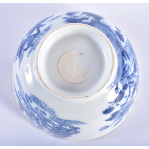 1537 - TWO 18TH CENTURY CHINESE EXPORT BLUE AND WHITE TEABOWLS AND SAUCERS Kangxi to Qianlong. Largest 13 c... 