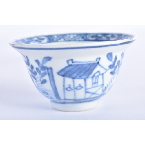 1537 - TWO 18TH CENTURY CHINESE EXPORT BLUE AND WHITE TEABOWLS AND SAUCERS Kangxi to Qianlong. Largest 13 c... 