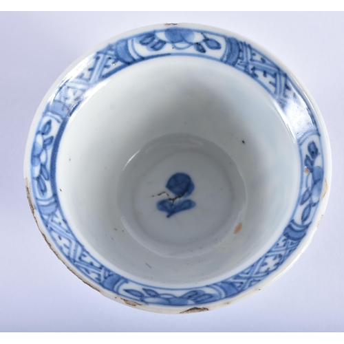 1537 - TWO 18TH CENTURY CHINESE EXPORT BLUE AND WHITE TEABOWLS AND SAUCERS Kangxi to Qianlong. Largest 13 c... 