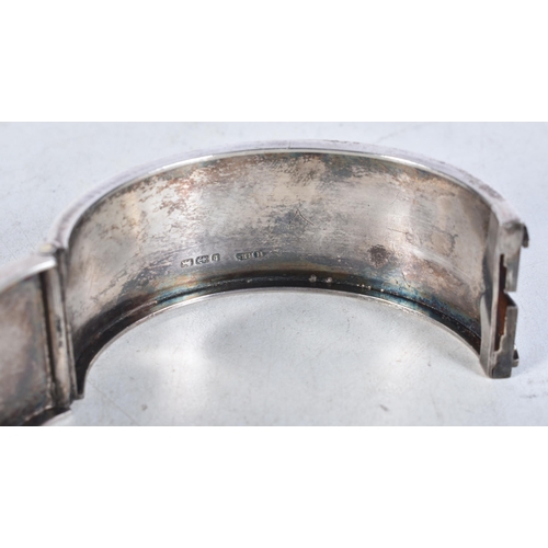 758 - Victorian Sterling Silver Bangle, Etched 31g. Birmingham 1882. 4.5 cm x 5.5 cm.