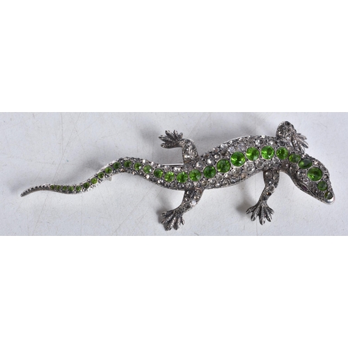 764 - Art Deco Paste Silver Lizard Brooch 22 grams. 8 cm x 2.5 cm.