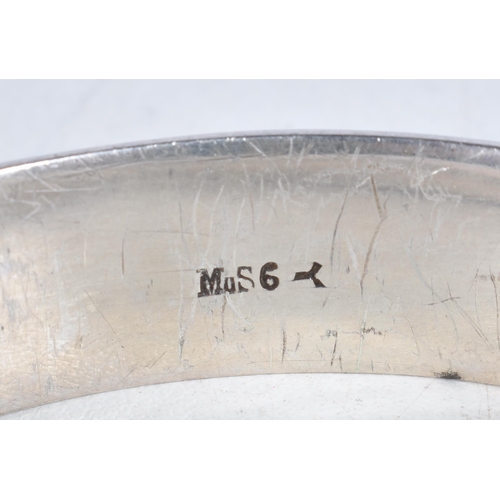 766 - Victorian Sterling Silver Bangle, Etched 29g. 5.5 cm x 6 cm.