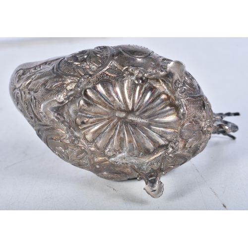 781 - stamped .800 silver cream dish w/ dragon detailed handle. 57.2 grams. 10.75 cm x 7.75 cm.