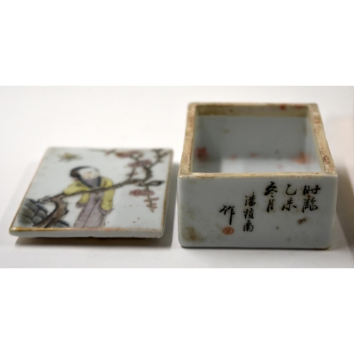 854 - A FRAMED PAIR OF EARLY 20TH CENTURY CHINESE PORCELAIN PLAQUES Late Qing/Republic, together with a si... 