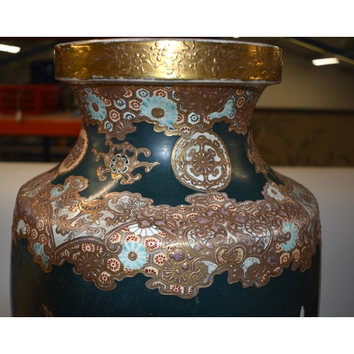 860 - A LARGE 19TH CENTURY JAPANESE MEIJI PERIOD SATSUMA VASE decorated in relief with butterflies and fol... 