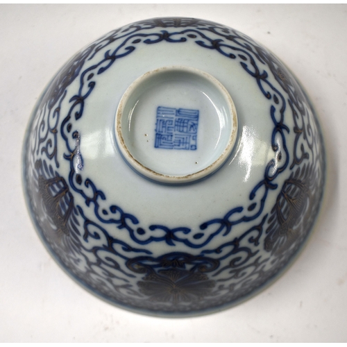 862 - A CHINESE QING DYNASTY BLUE AND WHITE PORCELAIN BOWL Jiaqing mark and probably of the period. 13.5 c... 