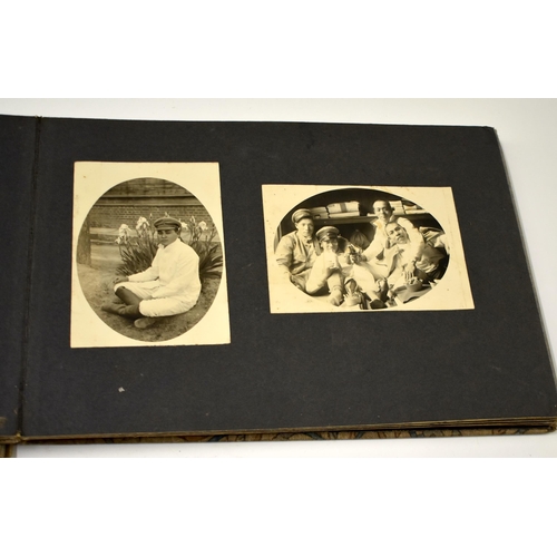 874 - ASSORTED VINTAGE CHINESE AND JAPANESE PHOTOS contained within a silk lined album. Album 27 cm x 18 c... 