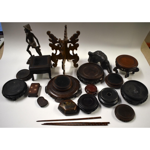 877 - ASSORTED CHINESE AND JAPANESE HARDWOOD STANDS. (qty)