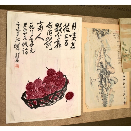 879 - ASSORTED CHINESE AND JAPANESE PAINTINGS AND WATERCOLOURS. (qty)