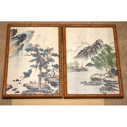 886 - FOUR CHINESE REPUBLICAN PERIOD SILK PAINTINGS together with a scroll. 4 x pictures 36 cm x 24 cm. (5... 