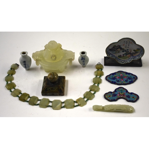 887 - ASSORTED ANTIQUE CHINESE JADE AND CANTON ENAMEL etc. (qty)