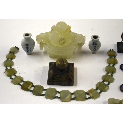 887 - ASSORTED ANTIQUE CHINESE JADE AND CANTON ENAMEL etc. (qty)