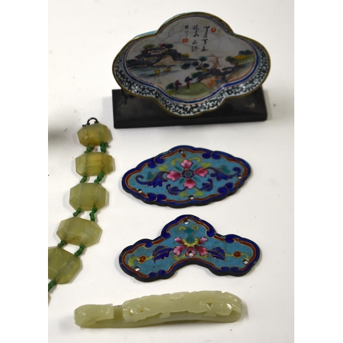 887 - ASSORTED ANTIQUE CHINESE JADE AND CANTON ENAMEL etc. (qty)