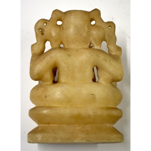 890 - AN EARLY INDIAN CARVED STONE FIGURE OF GANESHA. 17 cm x 9 cm.