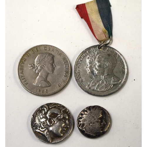 892 - TWO COINS and two medals. (4)