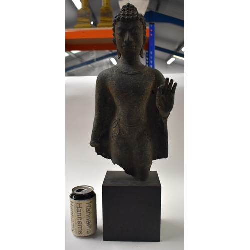 897 - A LARGE SOUTH EAST ASIAN CAMBODIAN BRONZE FIGURE OF A BUDDHA. 56 cm high.