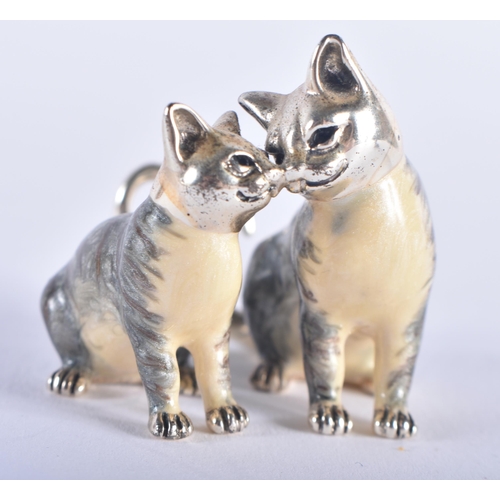 945 - .925 Sterling Silver Miniature Ornaments Inc Cats & Dog 52 grams. Largest 3.5 cm x 3.75 cm. (2)