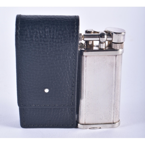 946 - Dunhill Unique Lift -Arm Cigarette Lighter In Leather Pouch. 6.5 cm x 3 cm.