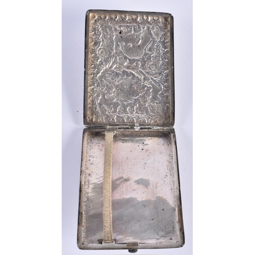 947 - North India / Persian Silver Cigarette Case Decorated w/ Flora & Fauna C 1900. 158 grams. 10.5 cm x ... 