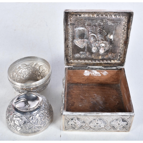 964 - TWO EASTERN SILVER BOXES. 315 grams. Largest 10 cm square. (2)