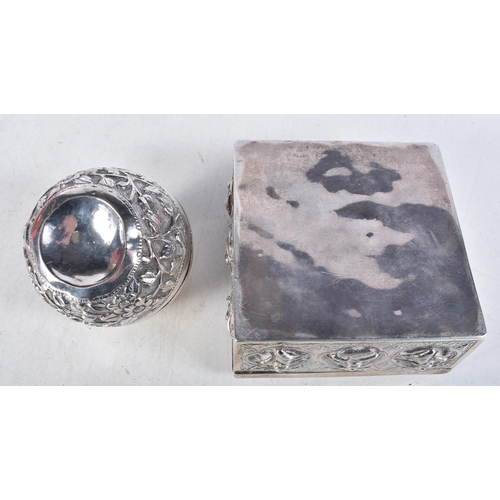 964 - TWO EASTERN SILVER BOXES. 315 grams. Largest 10 cm square. (2)