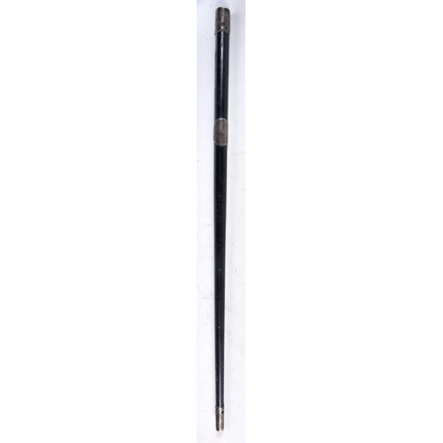 968 - Antique .925 Sterling Silver Detailed & Ebony Swagger Stick. 81 grams. 46 cm long.