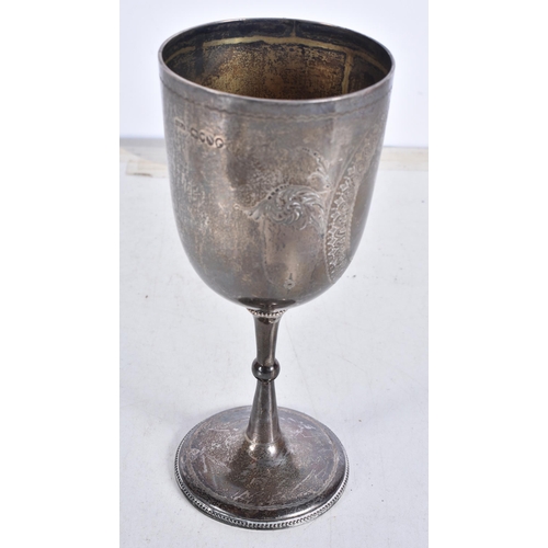 971 - victorian .925 sterling silver chalice / drinking cup vacant cartouche. 156.5 grams. London 1888. 18... 