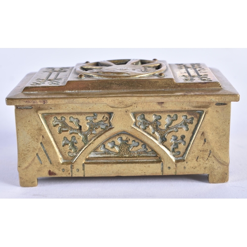 981 - AN ANTIQUE BRONZE AND ENAMEL SECESSIONIST MOVEMENT BOX decorated with foliage and motifs. 8 cm x 5.5... 