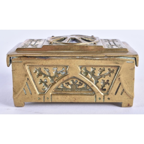 981 - AN ANTIQUE BRONZE AND ENAMEL SECESSIONIST MOVEMENT BOX decorated with foliage and motifs. 8 cm x 5.5... 