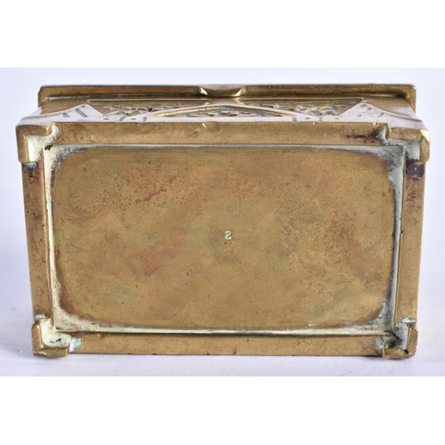 981 - AN ANTIQUE BRONZE AND ENAMEL SECESSIONIST MOVEMENT BOX decorated with foliage and motifs. 8 cm x 5.5... 