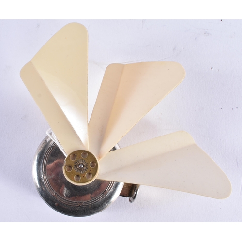 992 - AN UNUSUAL ART DECO FRENCH CHROME BRISE POCKET FAN together with a novelty art deco maritime drink p... 