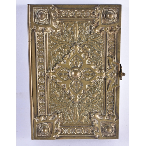 994 - A RARE MID 19TH CENTURY ENGLISH GOTHIC BRONZE SECRET BOOK JEWELLERY BOX decorated in relief with fol... 