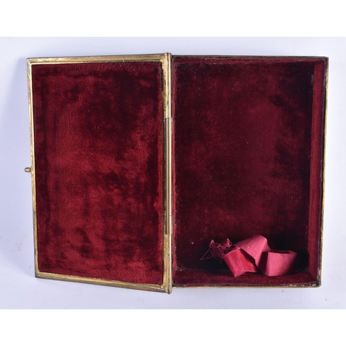 994 - A RARE MID 19TH CENTURY ENGLISH GOTHIC BRONZE SECRET BOOK JEWELLERY BOX decorated in relief with fol... 