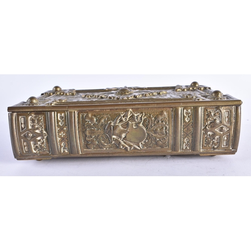 994 - A RARE MID 19TH CENTURY ENGLISH GOTHIC BRONZE SECRET BOOK JEWELLERY BOX decorated in relief with fol... 